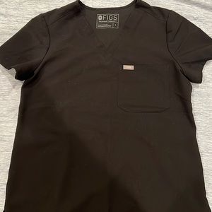 Figs scrub top small in black
